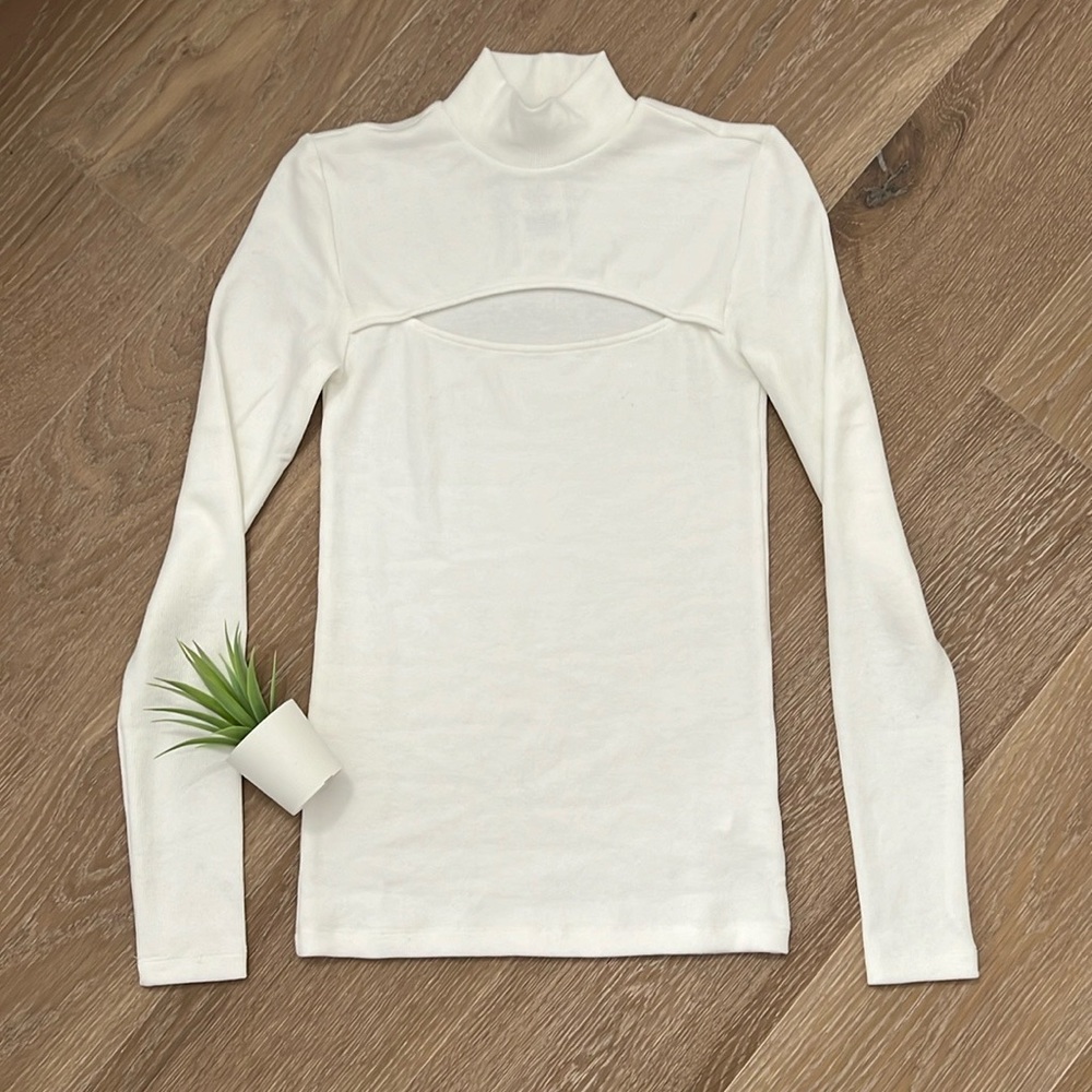 Tristan Mock-Neck Cut-Out Sweater